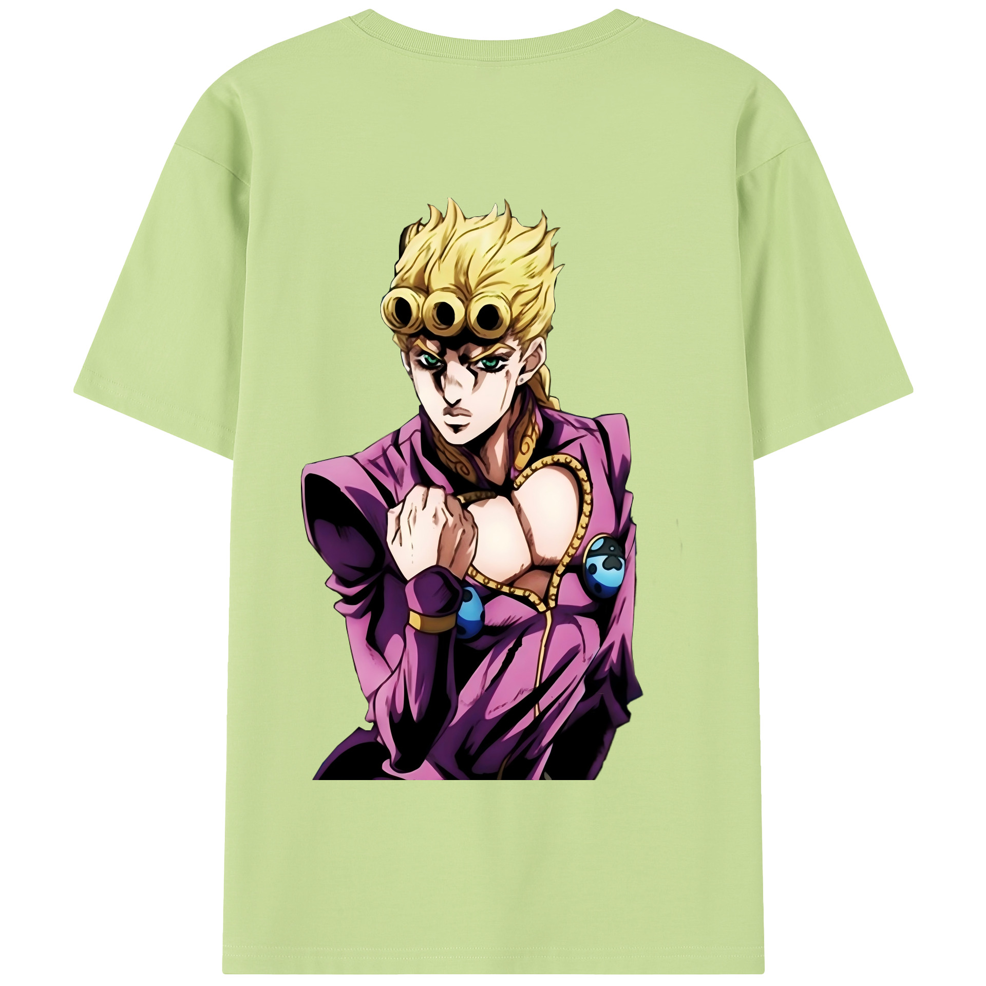 （画像用） ジョジョの奇妙な冒険 ジョルノ?ジョバァーナ JoJo's Bizarre Adventure Giorno Giovanna 綿100％半袖Tシャツ（背面プリント）